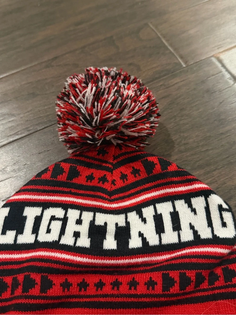 Disney Red & Black Lightning McQueen Pom Pom Beanie Hat Boys Cars 3